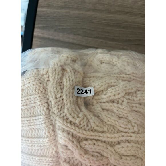Aran Crafts 100% Wool Cable Chunky Knit 1/4 Zip Sweater Mock Neck Cream L *Read - Picture 15 of 15